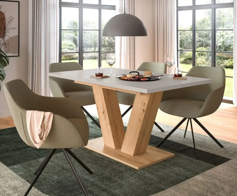 Esstisch Motion | ausziehbar | V-Fuß | Kaschmir / Artisan |150(190)x90