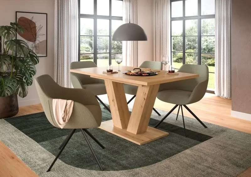 Esstisch Motion | ausziehbar | V-Fußgestell | Eiche Artisan | 150(190)x80