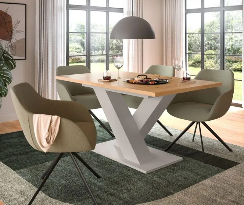 Esstisch Motion | ausziehbar | X-Fuß | Kaschmir/ Artisan | 150(190)x90