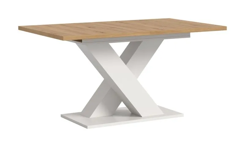 Esstisch Motion | ausziehbar | X-Fußgestell in weiß | Artisan Eiche / weiß | 150(190)x90