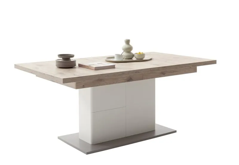 Esstisch Palermo | 180(280)x100 | ausziebar | Soft white / Viking Oak