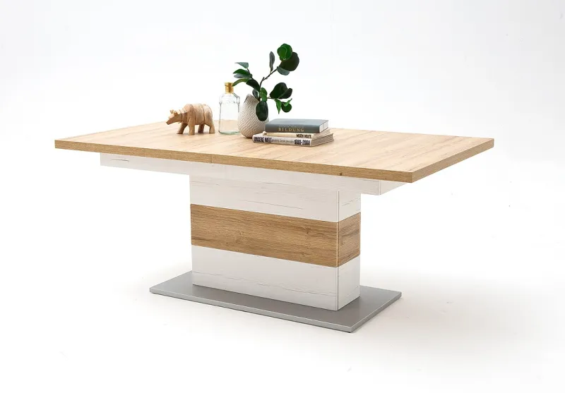 Esstisch Säulentisch Brixen | ausziehbar | Pinie Aurelio / Grandson Oak | 180(280) x 100