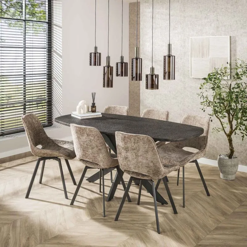 Esstisch Steja | 180cm | oval | Metallic / grau