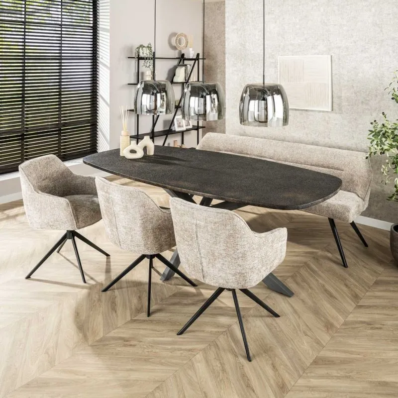 Esstisch Steja | 215cm | oval | Metallic / grau