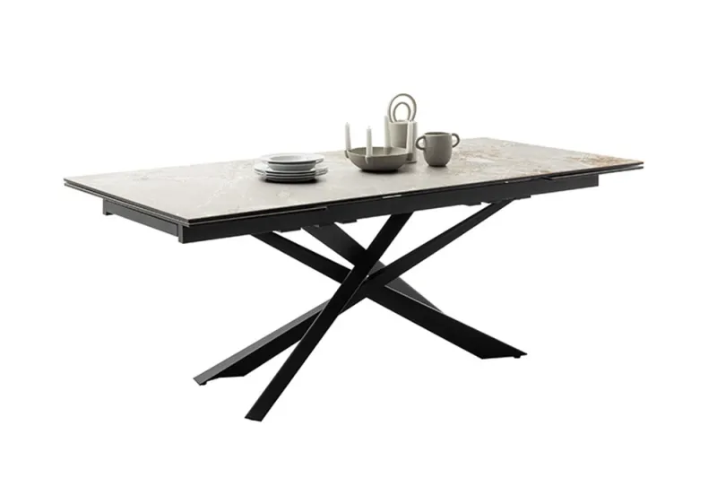 Esstisch Tesero | grau / schwarz | ausziehbar | 200(300) x 95