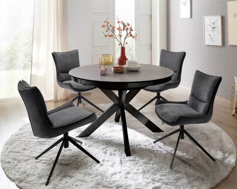 Esstisch Winnipeg | anthrazit | rund | ausziehbar | 120(160) x 120