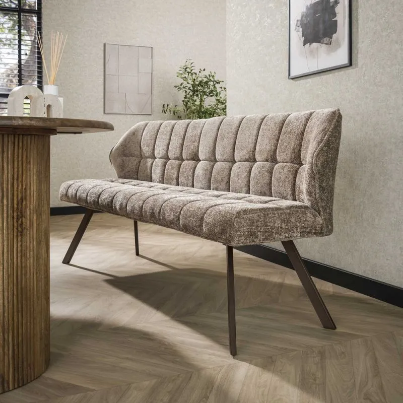 Esszimmerbank Muda | 180cm | Hoven-Stoff / Chenille | champagne-braun