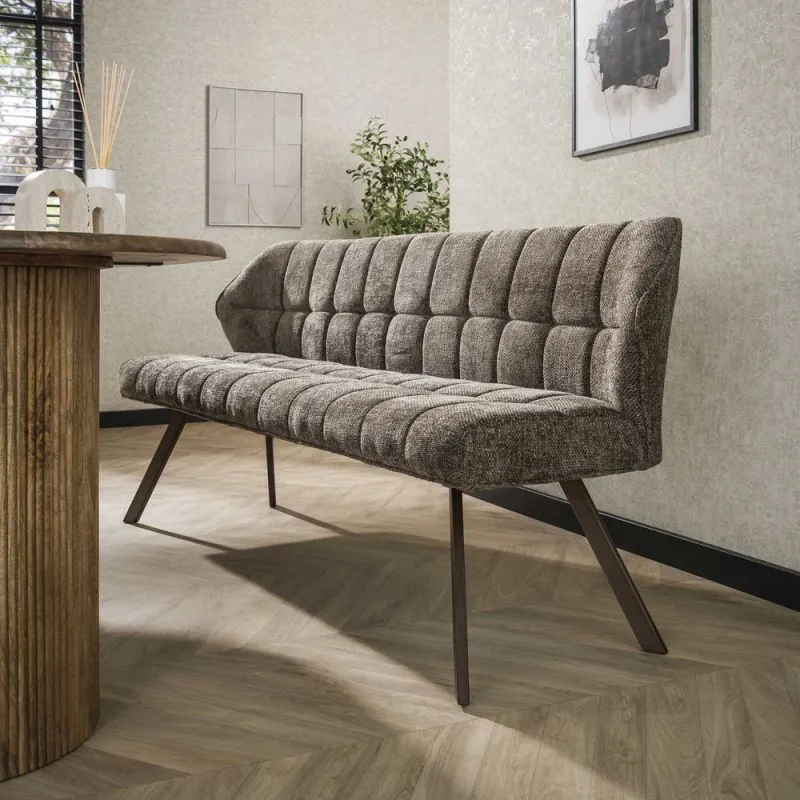 Esszimmerbank Muda | 180cm | Hoven-Stoff / Chenille | taupe-braun