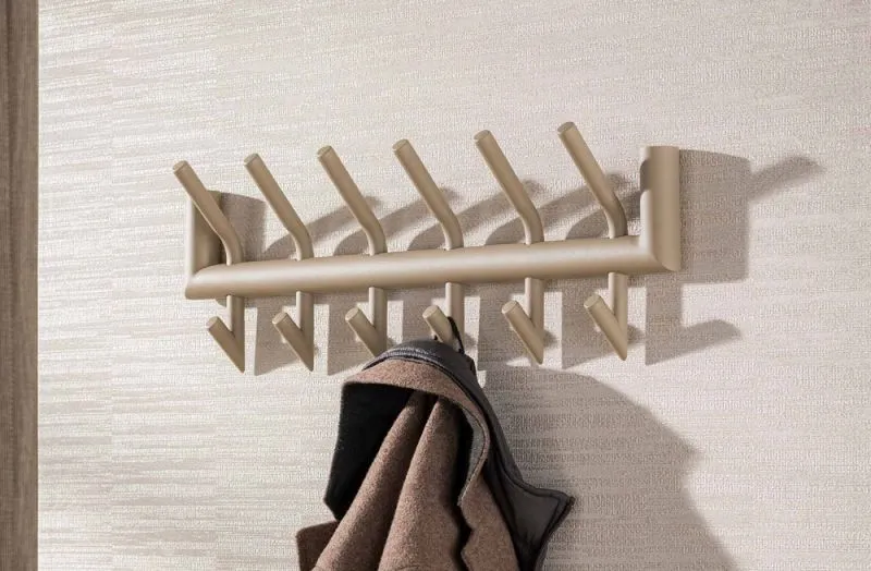 Garderobe Wandgarderobe Torino | 2x6 Haken | Stahl | beige