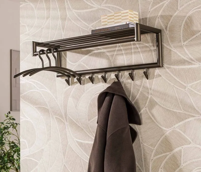 Garderobe Wandgarderobe Torino | mit Hutablage & Kleiderstange | Stahl | drift brown
