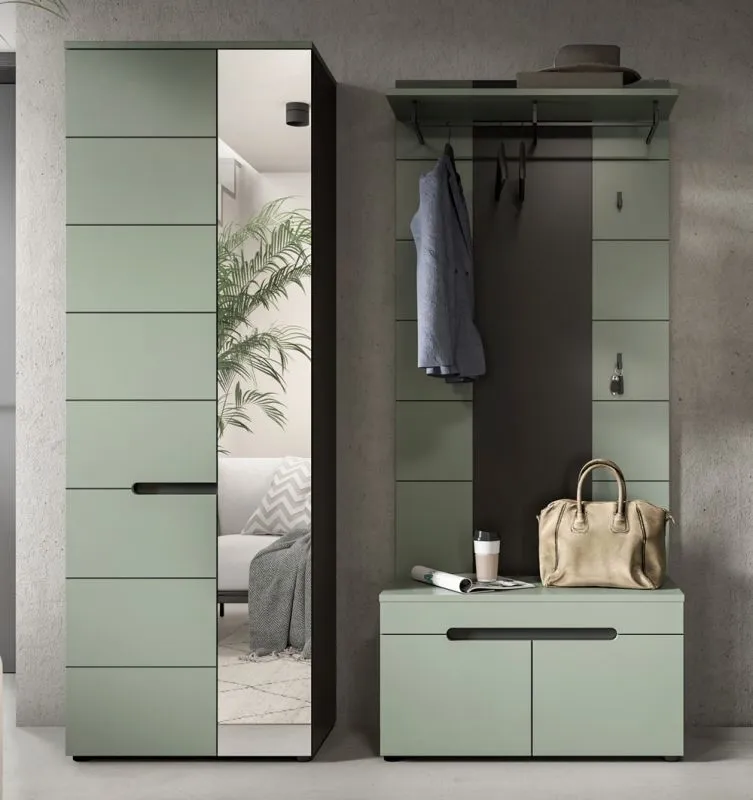 Garderoben-Set Canu 1 | Basalt grau / Smoke Green | 3-teilig mit Sitzkissen