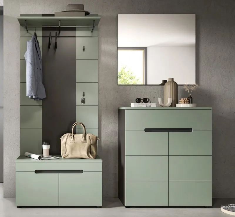 Garderoben-Set Canu 1 | Basalt grau / Smoke Green | 4-teilig mit Sitzkissen