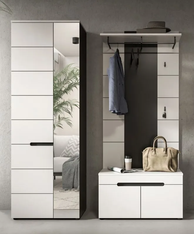 Garderoben-Set Canu 1 | Basalt grau / Weiß | 3-teilig