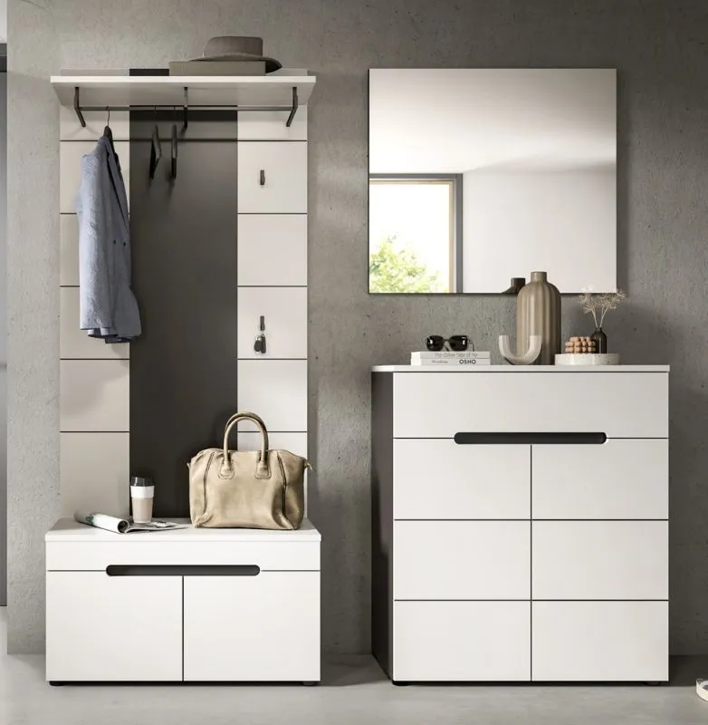 Garderoben-Set Canu 1 | Basalt grau / Weiß | 4-teilig