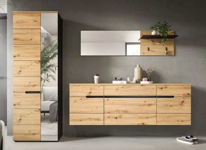 Garderoben-Set Canu 2 | Basalt | grau / Artisan Eiche | 3-teilig