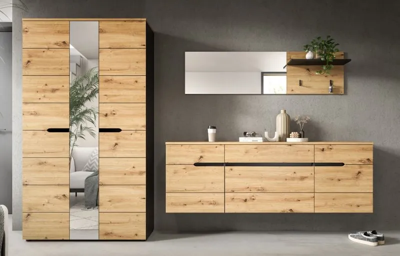 Garderoben-Set Canu 4 | Basalt grau / Artisan Eiche | 3-teilig