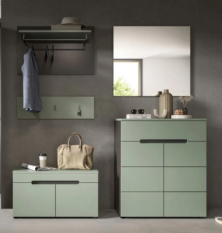 Garderoben-Set Canu | Basalt grau / Smoke Green | 4-teilig