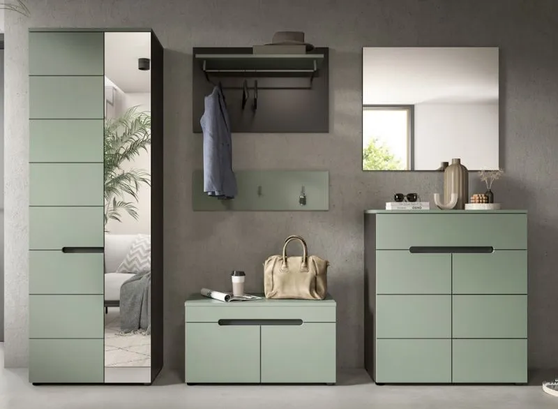 Garderoben-Set Canu | Basalt grau / Smoke Green | 5-teilig