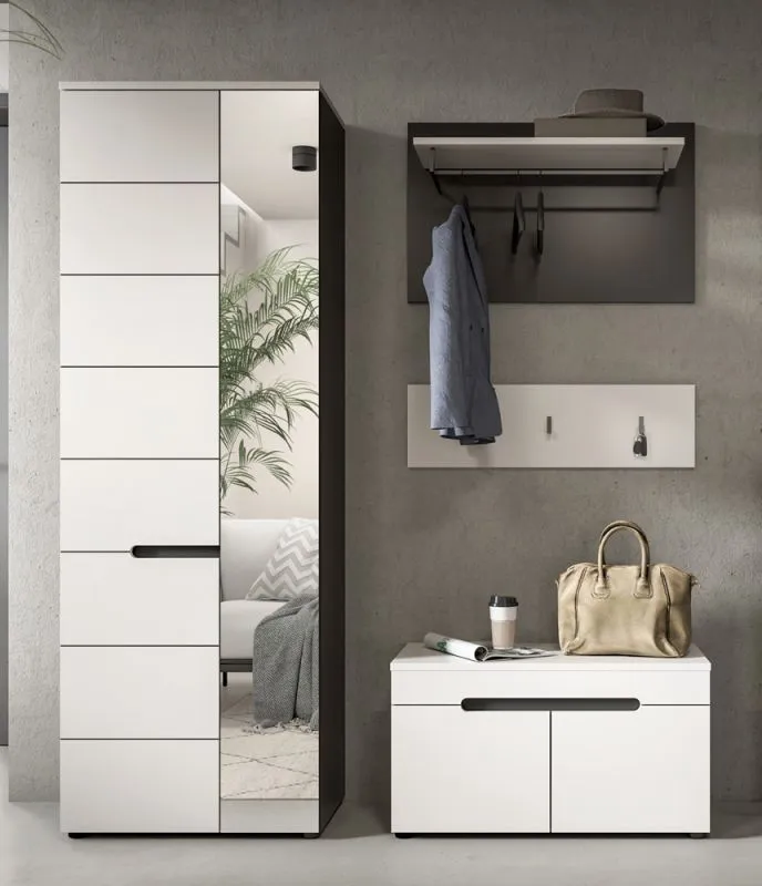 Garderoben-Set Canu | Basalt grau / Weiß | 3-teilig