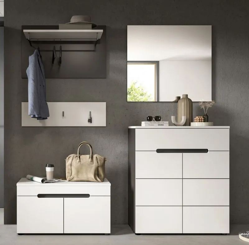 Garderoben-Set Canu | Basalt grau / Weiß | 4-teilig