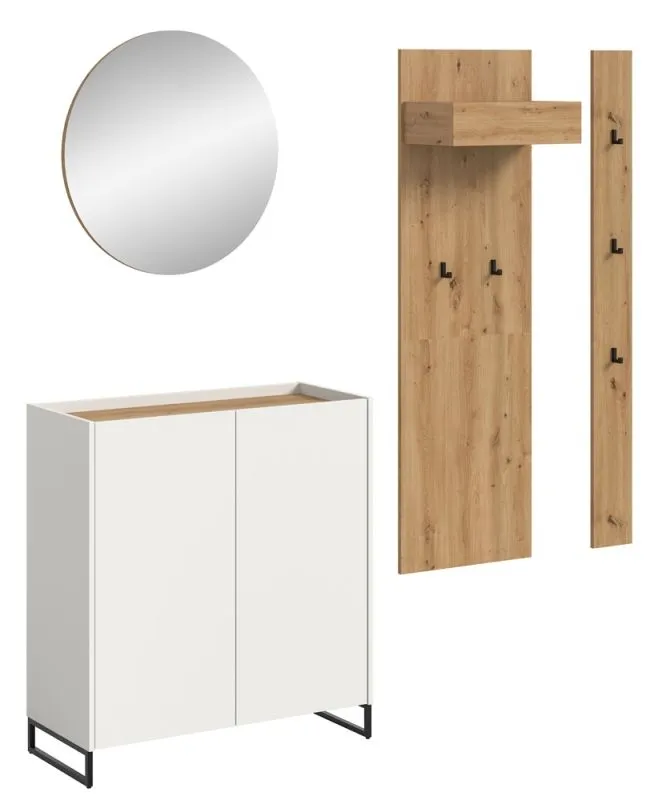 Garderoben-Set Drive 2 | weiß / Artisan Oak | 4-teilig mit Beleuchtung