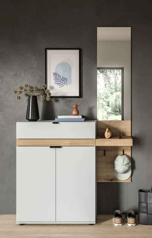 Garderoben-Set Naro 1 | grau / Evoke Oak | 2-teilig