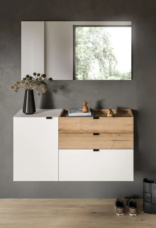 Garderoben-Set Naro | weiß / Evoke Oak | 2-teilig