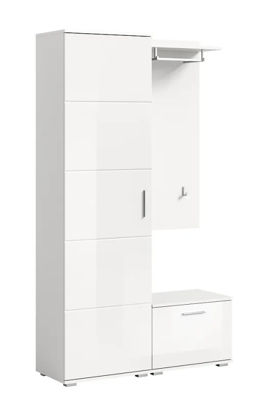 Garderoben-Set Prego 1 | weiß Hochglanz | 3-teilig mit Sitzkissen