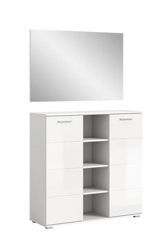 Garderoben-Set Prego | weiß Hochglanz | 2-teilig | mit LED Beleuchtung