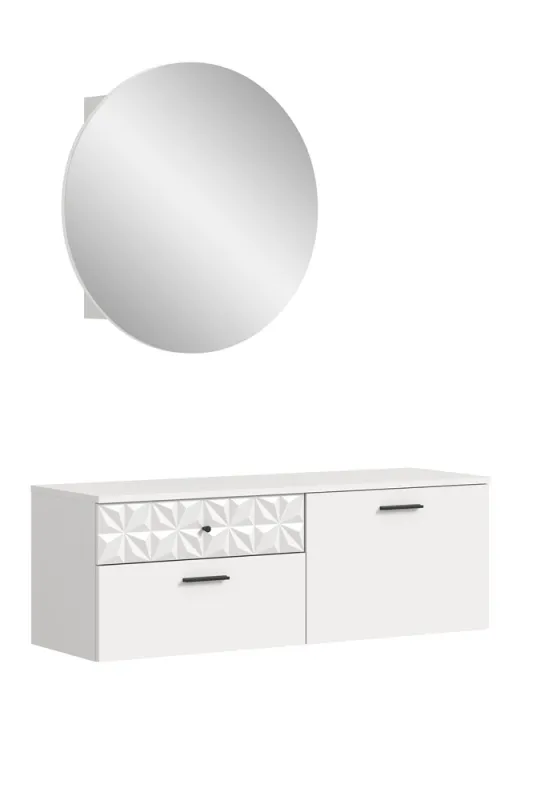 Garderoben-Set Prisma | weiß / weiß Hochglanz | 2-teilig | mit Lichtprofil