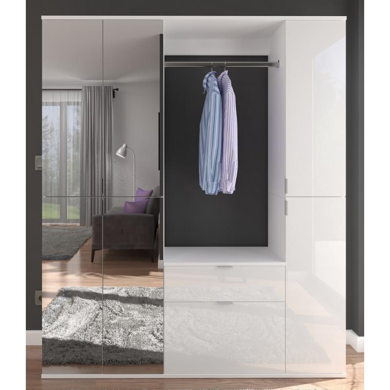 Garderoben Set Projekt X 2 | weiß Hochglanz / Spiegeltüren | 3-teilig | Garderoben-Sets