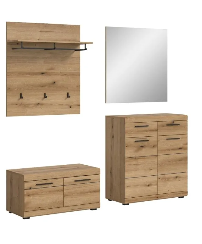 Garderoben-Set Scout | Evoke Oak | 4-teilig ohne Sitzkissen