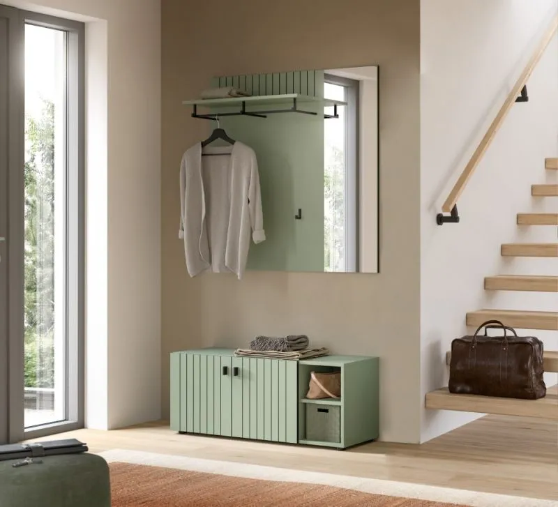Garderoben-Set Station 3 | Smoke Green | 2-teilig | optionaler Sitzkissen