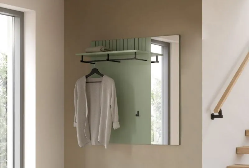 Garderobenpaneel Station | mit Spiegel | Smoke Green