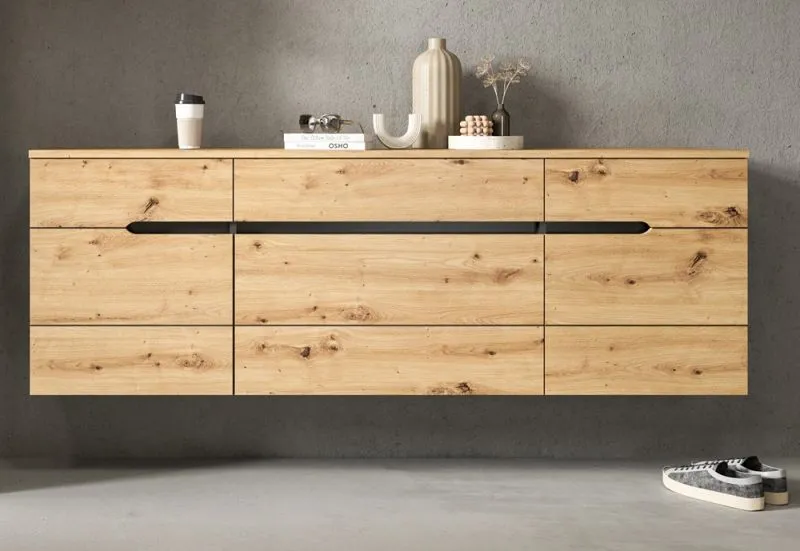 Garderobenschrank Canu hängend | Basalt grau / Artisan Eiche