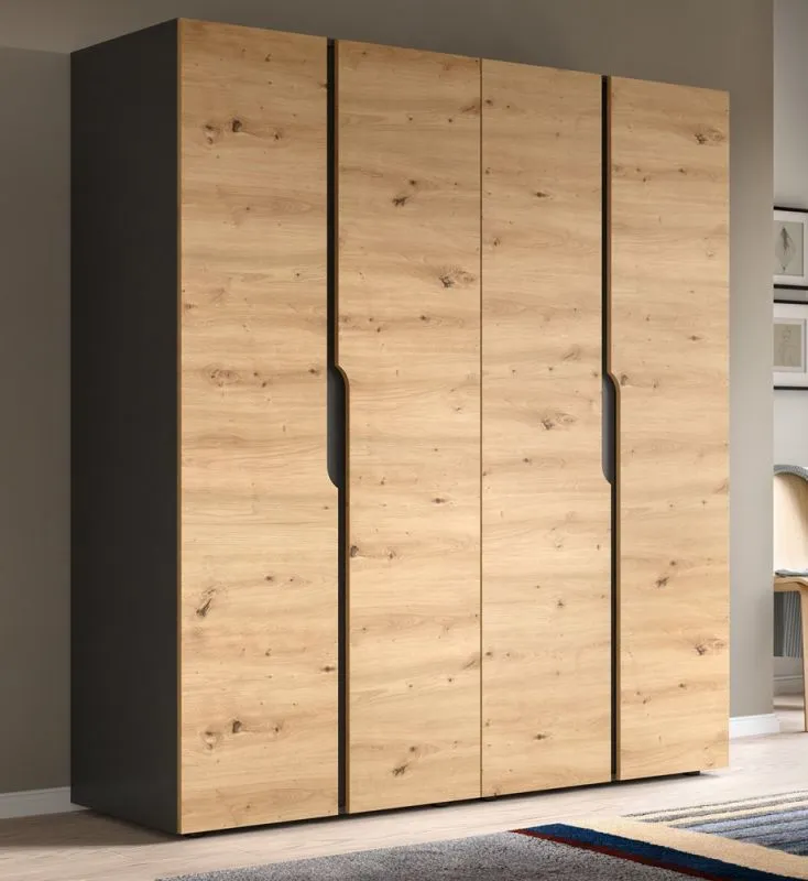 Garderobenschrank Schrank Anga | 2-teilig | Anthrazit / Artisan Eiche