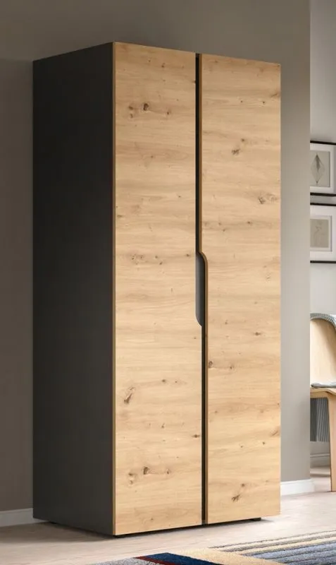 Garderobenschrank Kleiderschrank Anga | 2-türig | Anthrazit / Artisan Eiche