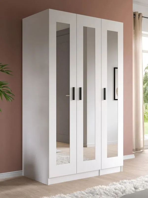 Garderobenschrank Kleiderschrank Visby | 3 Spiegeltüren | weiß