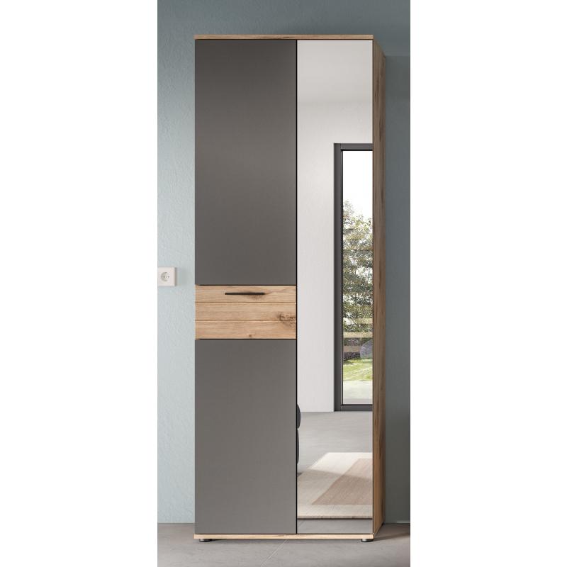 Garderobenschrank Mason | Nox Oak / Basalt Grau