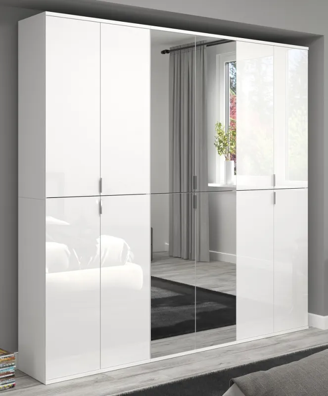 Garderobenschrank Projekt X 1 | Kombination | weiß Hochglanz Spiegeltüren | 3-teilig