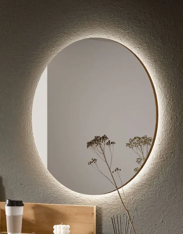 Garderobenspiegel Drive | rund | Artisan Oak inkl. LED Lichtband