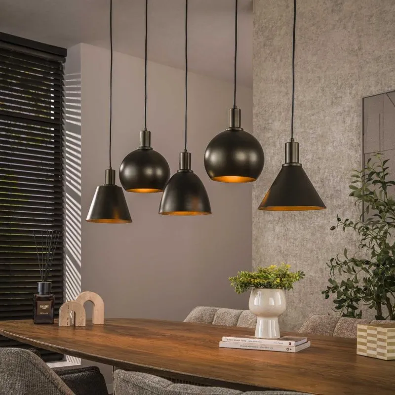 Hängelampe Urano | 5 Leuchten | Metall | Sienna braun
