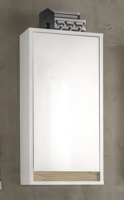 Hängeschrank Sol | weiß Hochglanz / Alteiche
