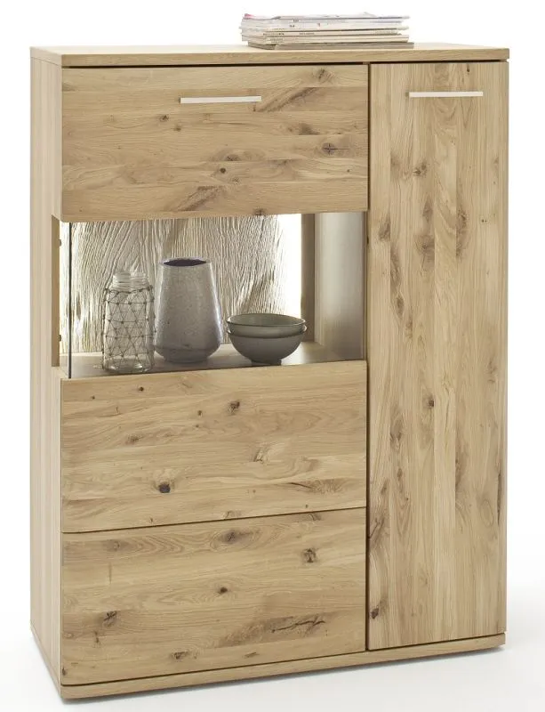Highboard 2 Santori | Eiche Bianco | LED Beleuchtung mit 2er Set LED Band 30 cm