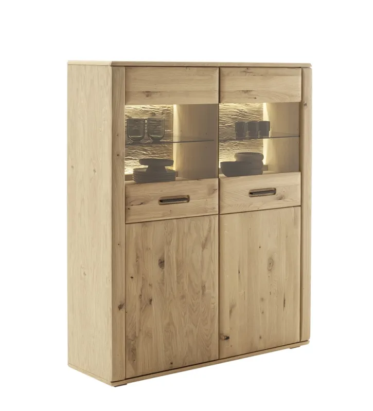 Highboard Alento | Asteiche / Balkeneiche | mit Beleuchtung