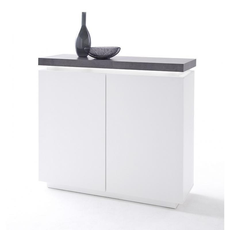 Highboard Atlanta | weiß matt / Beton | inkl. LED Beleuchtung