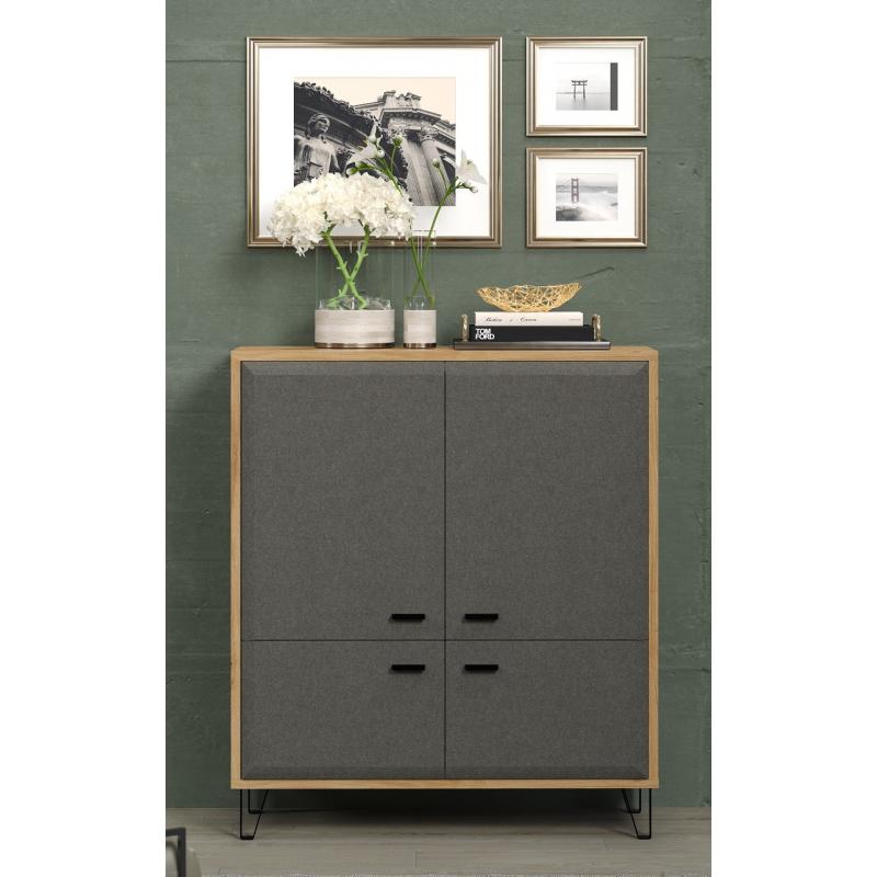 Highboard Blanshe | Eiche Navarra / Filz dunkelgrau