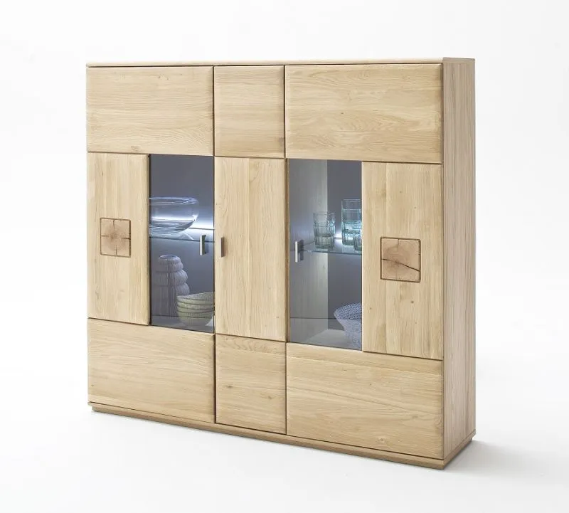 Highboard Bologna 3 | Eiche Bianco | mit LED Rückwandbeleuchtung