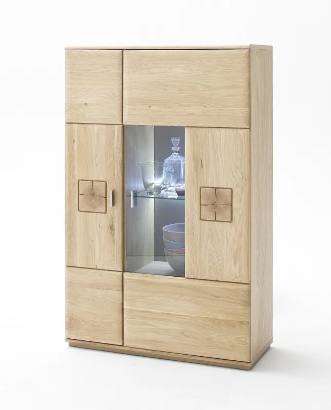 Highboard Bologna | Eiche Bianco | mit LED Rückwandbeleuchtung