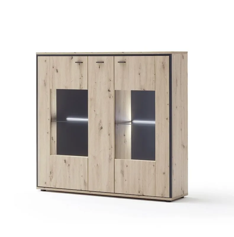 Highboard Buenos Aires | Balkeneiche | LED Beleuchtung